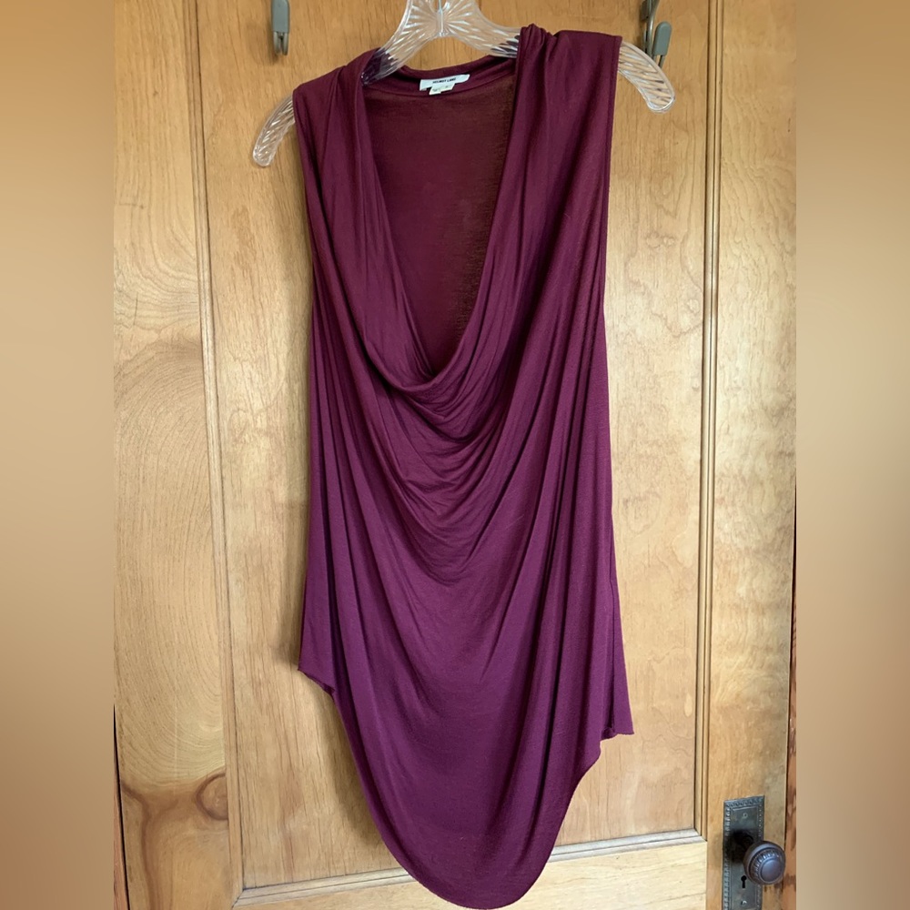 Helmut Lang Eggplant Cowl Neck Sleeveless Top, size S